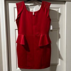 Red Studded Peplum Dress 3x BNWT
